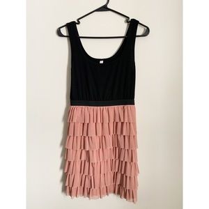 Black and Pink Ruffle Dress